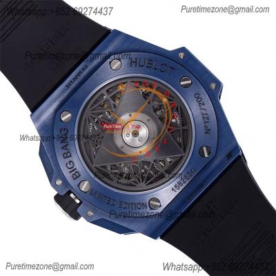 Big Bang Sang Bleu II Blue Ceramic  A1240 Automatic Chronograph Mens Watch Best Edition BBF 45 Rubber 418.EX.5107