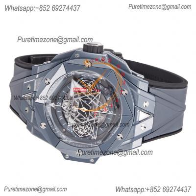 Big Bang Sang Bleu II Gray Ceramic A1240 Automatic Chronograph Mens Watch Best Edition BBF 45 Rubber 418.FX.8007