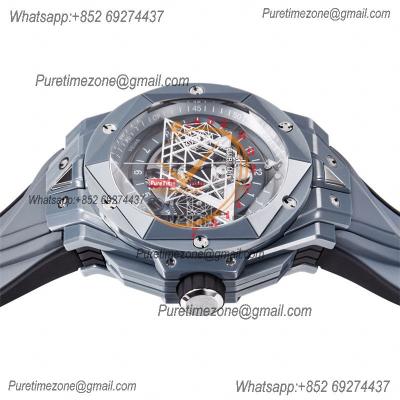 Big Bang Sang Bleu II Gray Ceramic A1240 Automatic Chronograph Mens Watch Best Edition BBF 45 Rubber 418.FX.8007