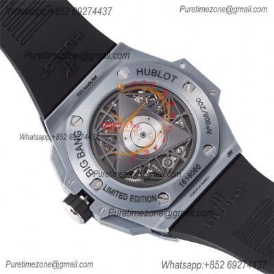 Big Bang Sang Bleu II Gray Ceramic A1240 Automatic Chronograph Mens Watch Best Edition BBF 45 Rubber 418.FX.8007