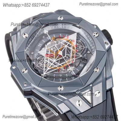 Big Bang Sang Bleu II Gray Ceramic A1240 Automatic Chronograph Mens Watch Best Edition BBF 45 Rubber 418.FX.8007