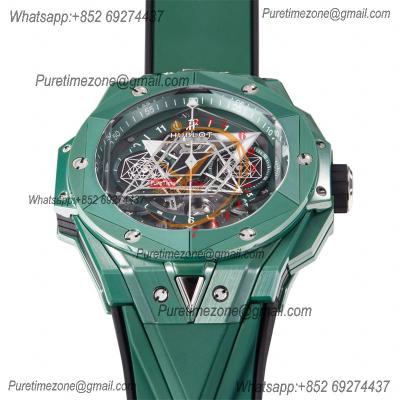 Big Bang Sang Bleu II Green Ceramic A1240 Automatic Chronograph Mens Watch Best Edition BBF 45 Rubber 418.GX.5207