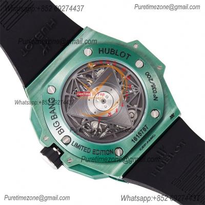 Big Bang Sang Bleu II Green Ceramic A1240 Automatic Chronograph Mens Watch Best Edition BBF 45 Rubber 418.GX.5207