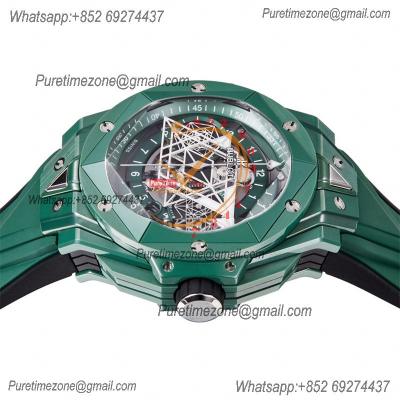 Big Bang Sang Bleu II Green Ceramic A1240 Automatic Chronograph Mens Watch Best Edition BBF 45 Rubber 418.GX.5207