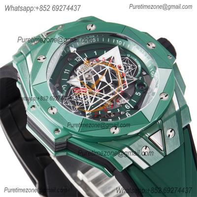 Big Bang Sang Bleu II Green Ceramic A1240 Automatic Chronograph Mens Watch Best Edition BBF 45 Rubber 418.GX.5207