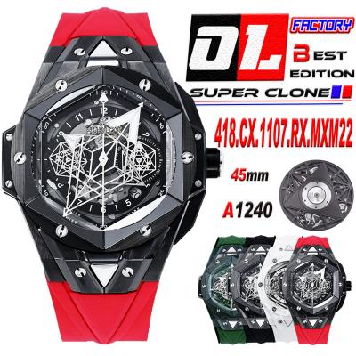 Big Bang Sang Bleu II Black Ceramic  A1240 Automatic Chronograph Mens Watch Best Edition OLF 45 Red Rubber 418.CX.1107