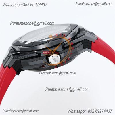 Big Bang Sang Bleu II Black Ceramic  A1240 Automatic Chronograph Mens Watch Best Edition OLF 45 Red Rubber 418.CX.1107