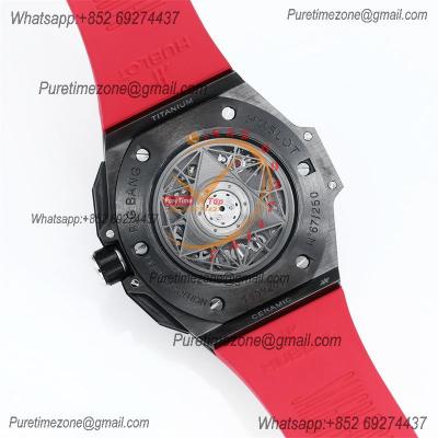 Big Bang Sang Bleu II Black Ceramic  A1240 Automatic Chronograph Mens Watch Best Edition OLF 45 Red Rubber 418.CX.1107