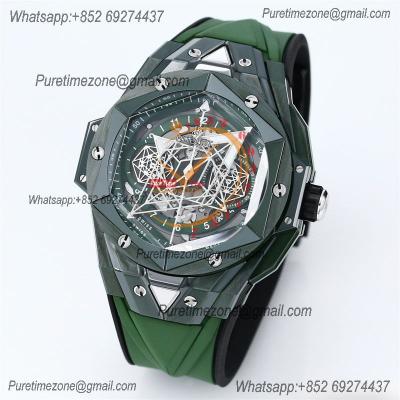 Big Bang Sang Bleu II Green Ceramic A1240 Automatic Chronograph Mens Watch Best Edition BBF 45 Rubber 418.GX.5207