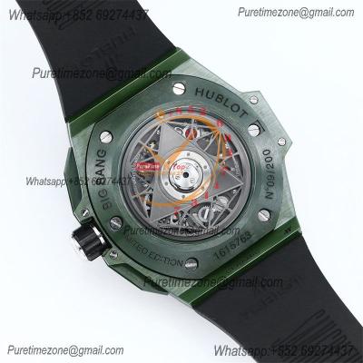 Big Bang Sang Bleu II Green Ceramic A1240 Automatic Chronograph Mens Watch Best Edition BBF 45 Rubber 418.GX.5207