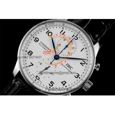 Portugieser 150 Years IW371602 A7750 Automatic Chronograph Mens Watch Best Edition AZF 41 White Dial Black Leather CHS