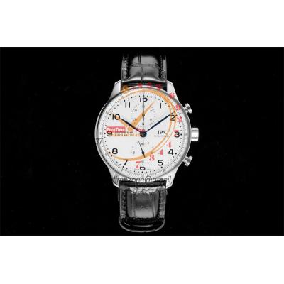 Portugieser 150 Years IW371602 A7750 Automatic Chronograph Mens Watch Best Edition AZF 41 White Dial Black Leather CHS