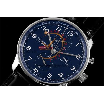 Portugieser 150 Years IW371601 A7750 Automatic Chronograph Mens Watch Best Edition AZF 41 Blue Dial Black Leather CHS