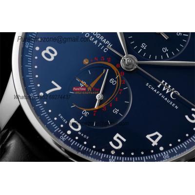 Portugieser 150 Years IW371601 A7750 Automatic Chronograph Mens Watch Best Edition AZF 41 Blue Dial Black Leather CHS