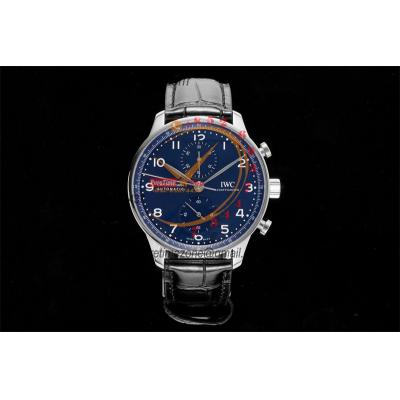 Portugieser 150 Years IW371601 A7750 Automatic Chronograph Mens Watch Best Edition AZF 41 Blue Dial Black Leather CHS