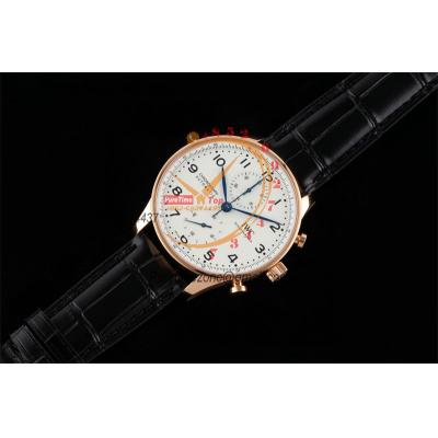 Portugieser 150 Years IW371603 A7750 Automatic Chronograph Mens Watch Best Edition AZF 41 RG White Dial Black Leather