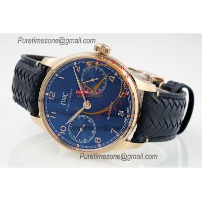 Portuguese Real Power Reserve IW371614 A52010 Automatic Mens Watch  Best Edition AZF 42 RG Blue Dial Leather CHS