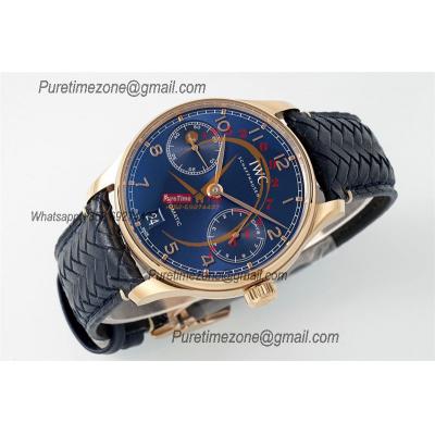 Portuguese Real Power Reserve IW371614 A52010 Automatic Mens Watch  Best Edition AZF 42 RG Blue Dial Leather CHS