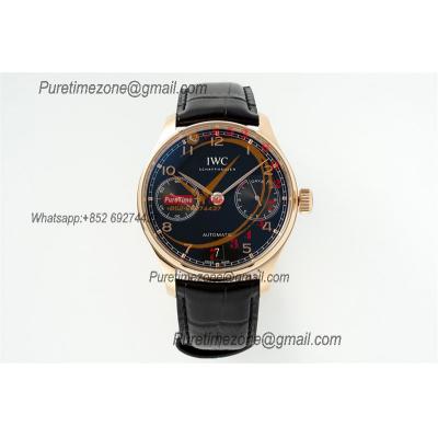 Portuguese Real Power Reserve IW501707 A52010 Automatic Mens Watch  Best Edition AZF 42 RG Black Dial Leather CHS