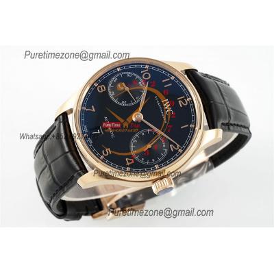 Portuguese Real Power Reserve IW501707 A52010 Automatic Mens Watch  Best Edition AZF 42 RG Black Dial Leather CHS