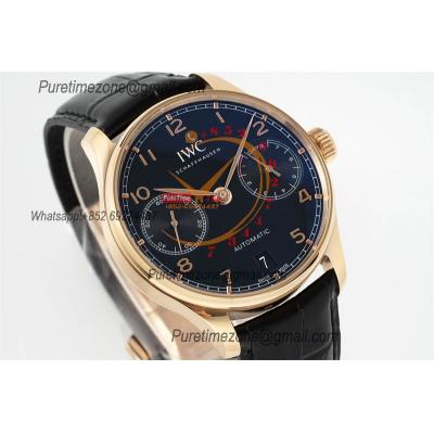 Portuguese Real Power Reserve IW501707 A52010 Automatic Mens Watch  Best Edition AZF 42 RG Black Dial Leather CHS