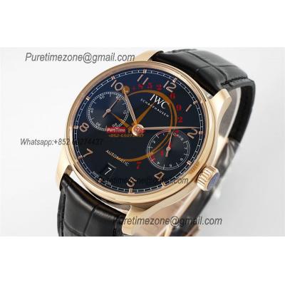 Portuguese Real Power Reserve IW501707 A52010 Automatic Mens Watch  Best Edition AZF 42 RG Black Dial Leather CHS