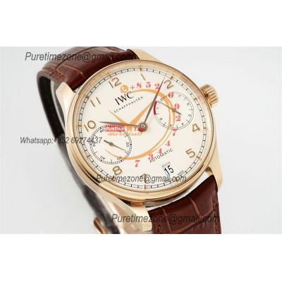 Portuguese Real Power Reserve IW500701 A52010 Automatic Mens Watch  Best Edition AZF 42 RG White Dial Leather CHS