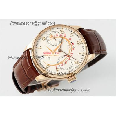 Portuguese Real Power Reserve IW500701 A52010 Automatic Mens Watch  Best Edition AZF 42 RG White Dial Leather CHS