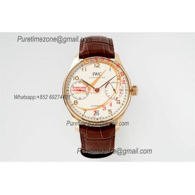 Portuguese Real Power Reserve IW500701 A52010 Automatic Mens Watch  Best Edition AZF 42 RG White Dial Leather CHS