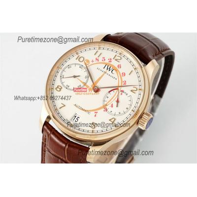 Portuguese Real Power Reserve IW500701 A52010 Automatic Mens Watch  Best Edition AZF 42 RG White Dial Leather CHS