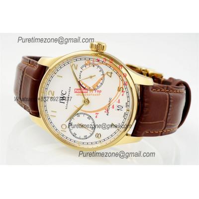 Portuguese Real Power Reserve IW500701 A52010 Automatic Mens Watch  Best Edition AZF 42 YG White Dial Leather CHS