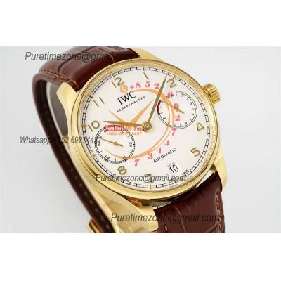 Portuguese Real Power Reserve IW500701 A52010 Automatic Mens Watch  Best Edition AZF 42 YG White Dial Leather CHS