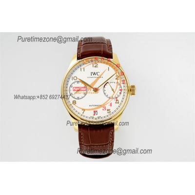 Portuguese Real Power Reserve IW500701 A52010 Automatic Mens Watch  Best Edition AZF 42 YG White Dial Leather CHS