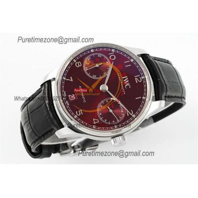 Portuguese Real Power Reserve IW500714 A52010 Automatic Mens Watch  Best Edition AZF 42 SS Red Dial Leather CHS