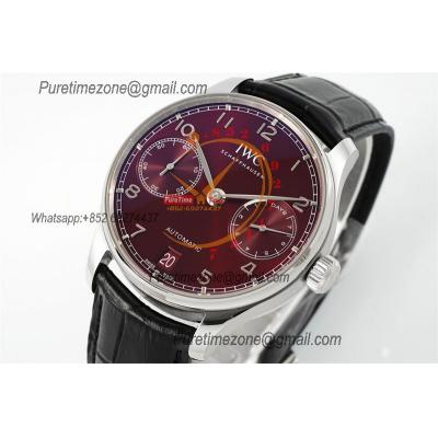 Portuguese Real Power Reserve IW500714 A52010 Automatic Mens Watch  Best Edition AZF 42 SS Red Dial Leather CHS