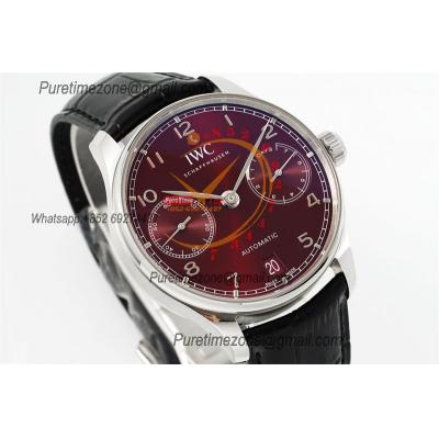 Portuguese Real Power Reserve IW500714 A52010 Automatic Mens Watch  Best Edition AZF 42 SS Red Dial Leather CHS