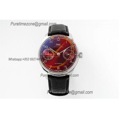 Portuguese Real Power Reserve IW500714 A52010 Automatic Mens Watch  Best Edition AZF 42 SS Red Dial Leather CHS