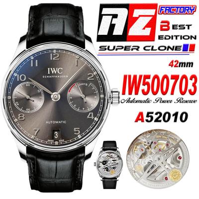 Portuguese Real Power Reserve IW500704 A52010 Automatic Mens Watch  Best Edition AZF 42 SS Gray Dial Leather CHS