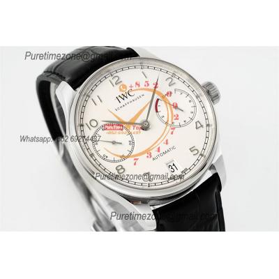 Portuguese Real Power Reserve IW500704 A52010 Automatic Mens Watch  Best Edition AZF 42 SS White Dial Leather CHS