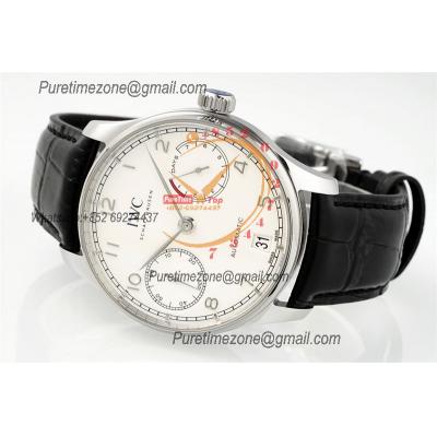 Portuguese Real Power Reserve IW500704 A52010 Automatic Mens Watch  Best Edition AZF 42 SS White Dial Leather CHS