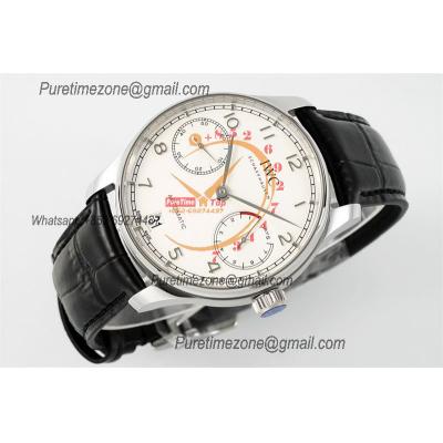 Portuguese Real Power Reserve IW500704 A52010 Automatic Mens Watch  Best Edition AZF 42 SS White Dial Leather CHS