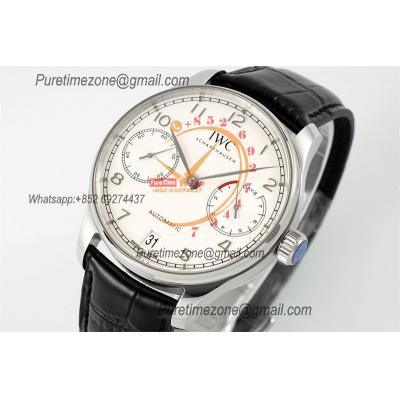 Portuguese Real Power Reserve IW500704 A52010 Automatic Mens Watch  Best Edition AZF 42 SS White Dial Leather CHS