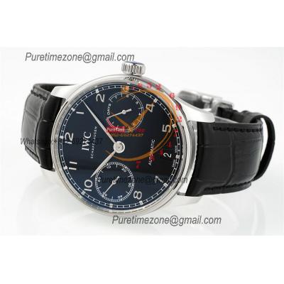 Portuguese Real Power Reserve IW500704 A52010 Automatic Mens Watch  Best Edition AZF 42 SS Black Dial Leather CHS