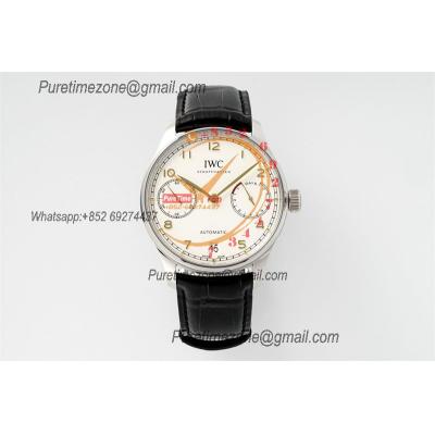 Portuguese Real Power Reserve IW500704 A52010 Automatic Mens Watch  Best Edition AZF 42 SS White Dial Leather CHS