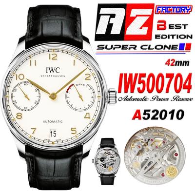 Portuguese Real Power Reserve IW500704 A52010 Automatic Mens Watch  Best Edition AZF 42 SS White Dial Leather CHS