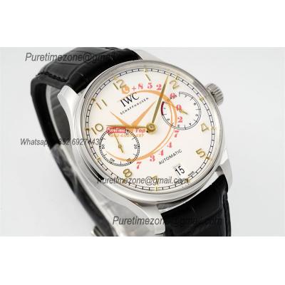 Portuguese Real Power Reserve IW500704 A52010 Automatic Mens Watch  Best Edition AZF 42 SS White Dial Leather CHS