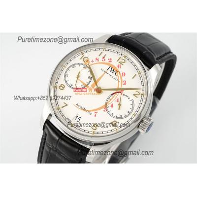 Portuguese Real Power Reserve IW500704 A52010 Automatic Mens Watch  Best Edition AZF 42 SS White Dial Leather CHS