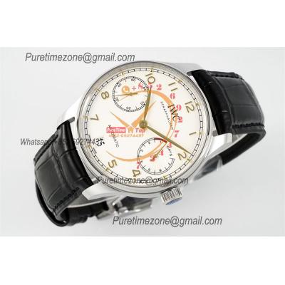 Portuguese Real Power Reserve IW500704 A52010 Automatic Mens Watch  Best Edition AZF 42 SS White Dial Leather CHS