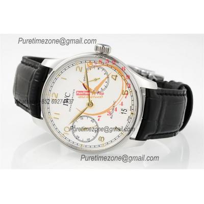 Portuguese Real Power Reserve IW500704 A52010 Automatic Mens Watch  Best Edition AZF 42 SS White Dial Leather CHS