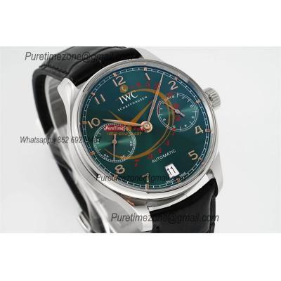 Portuguese Real Power Reserve IW00712 A52010 Automatic Mens Watch  Best Edition AZF 42 SS Green Dial Leather CHS